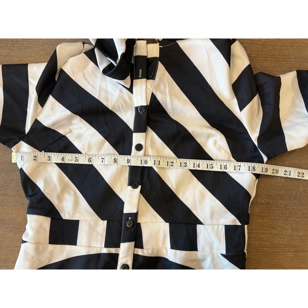 Eien Black White Striped Long Maxi Dress Glam Women L - Picture 7 of 8